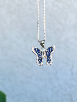 Blue Butterfly Necklace